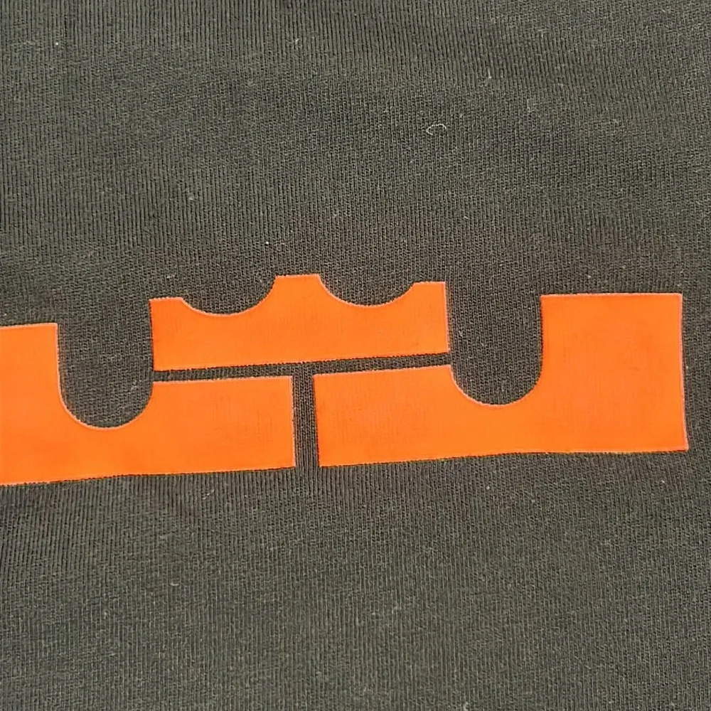 NIKE M LeBron James black shirt  with orange emblem and with bright sleeves